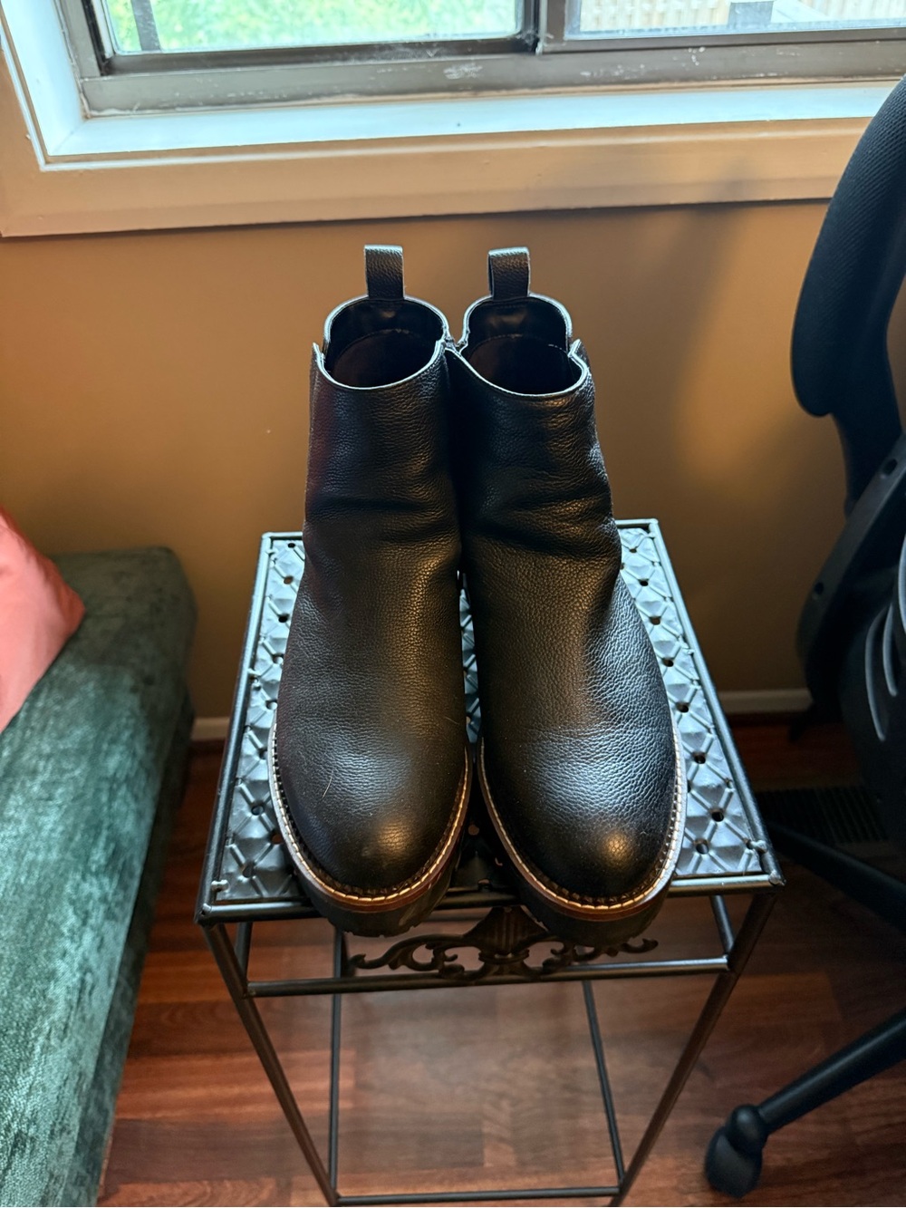 Women's Black Ankle Booties with Textured Leather